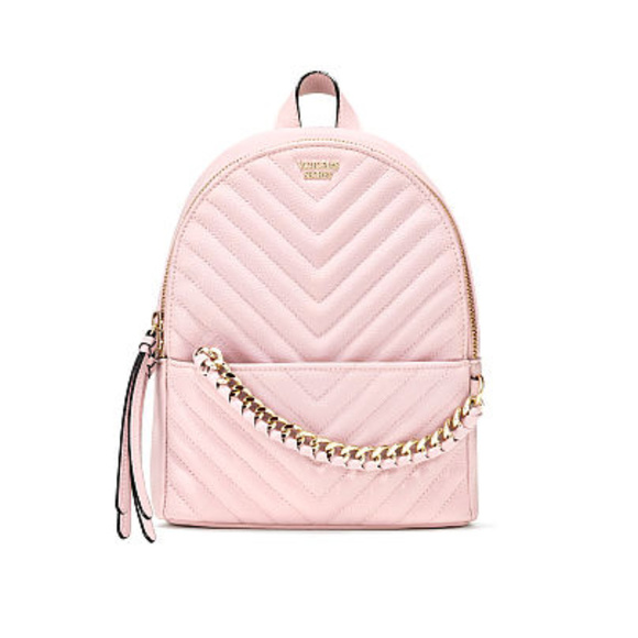 [SOLD] Pebbled V-Quilt Small City Backpack in Pink - Picture 2 of 4